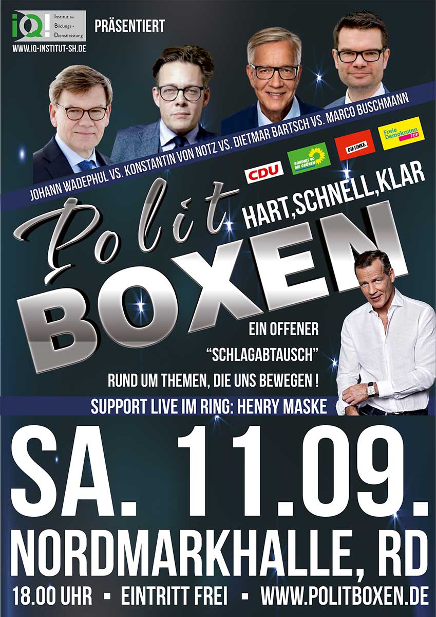 Plakat Politboxen zur Landtagswahl 2017 in Schleswig-Holstein